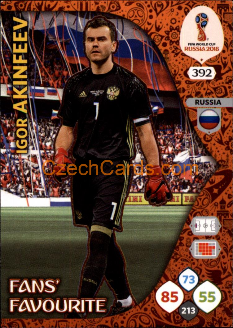 Igor Akinfeev 2018 Panini WC Russia  Adrenalyn Fans' Favourite #392