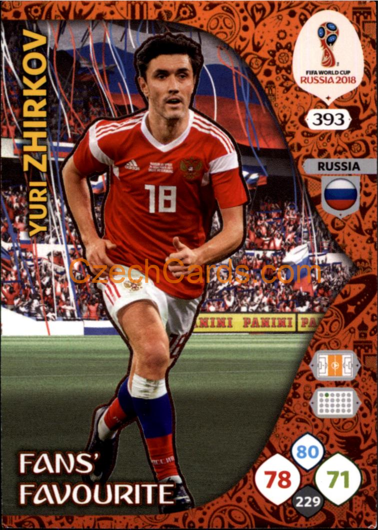 Yuri Zhirkov 2018 Panini WC Russia  Adrenalyn Fans' Favourite #393