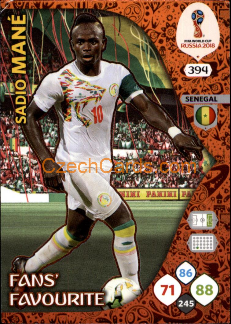 Sadio Mané 2018 Panini WC Russia  Adrenalyn Fans' Favourite #394
