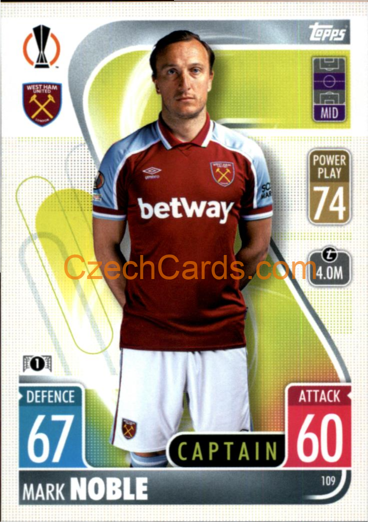 Mark Noble Topps Match Attax 2021/22 #109