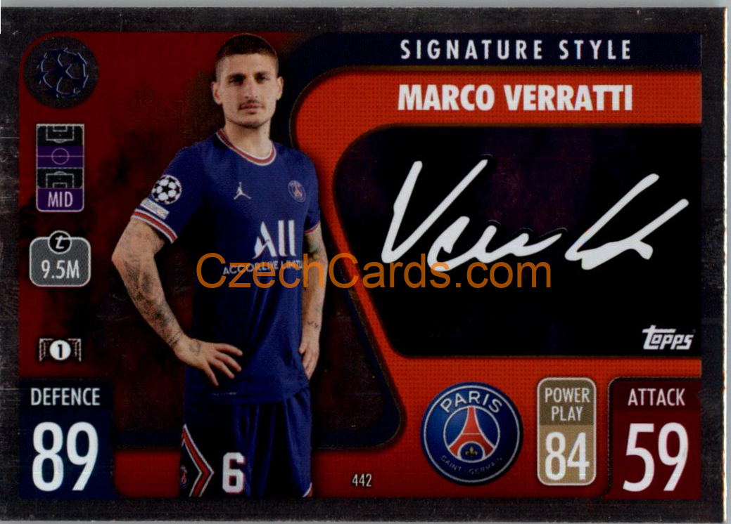Marco Verratti Topps Match Attax 2021/22 Signature Style #442