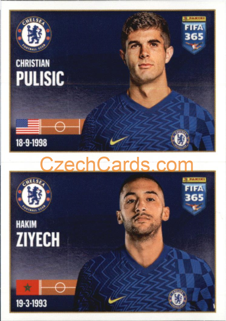 Christian Pulisic / Hakim Ziyech 2022 Panini FIFA 365 sticker #42