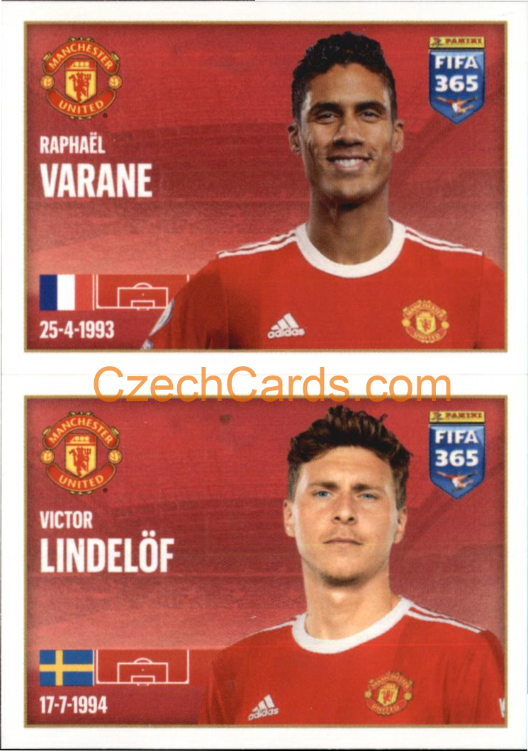 Raphaël Varane / Victor Lindelöf 2022 Panini FIFA 365 sticker #80