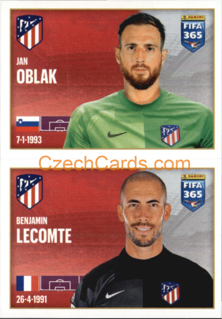 Jan Oblak / Benjamin Lecomte 2022 Panini FIFA 365 sticker #94