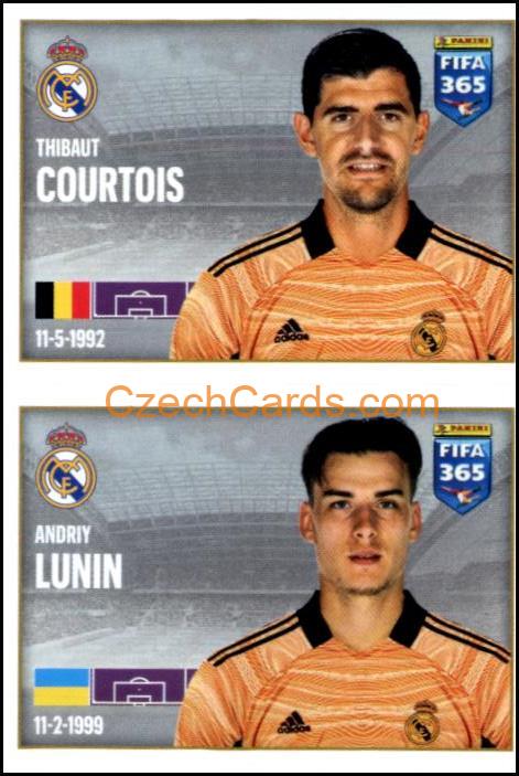 Thibaut Courtois / Andriy Lunin 2022 Panini FIFA 365 sticker #124