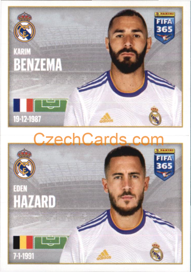 Karim Benzema / Eden Hazard 2022 Panini FIFA 365 sticker #132