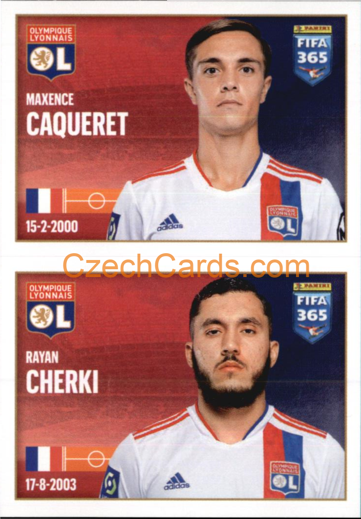 Maxence Caqueret / Rayan Cherki 2022 Panini FIFA 365 sticker #160