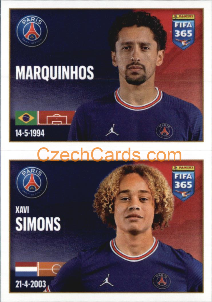 Marquinhos / Xavi Simons 2022 Panini FIFA 365 sticker #172