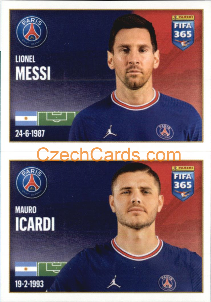 Lionel Messi / Mauro Icardi 2022 Panini FIFA 365 sticker #177