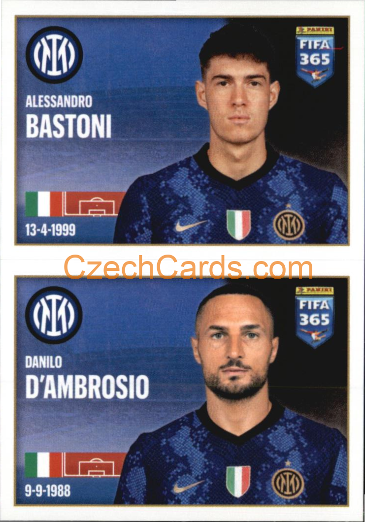 Alessandro Bastoni / Danilo D’Ambrosio 2022 Panini FIFA 365 sticker #245