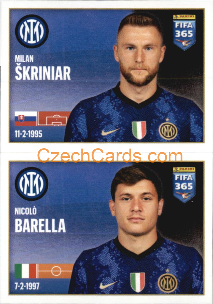 Milan Škriniar / Nicolò Barella 2022 Panini FIFA 365 sticker #248