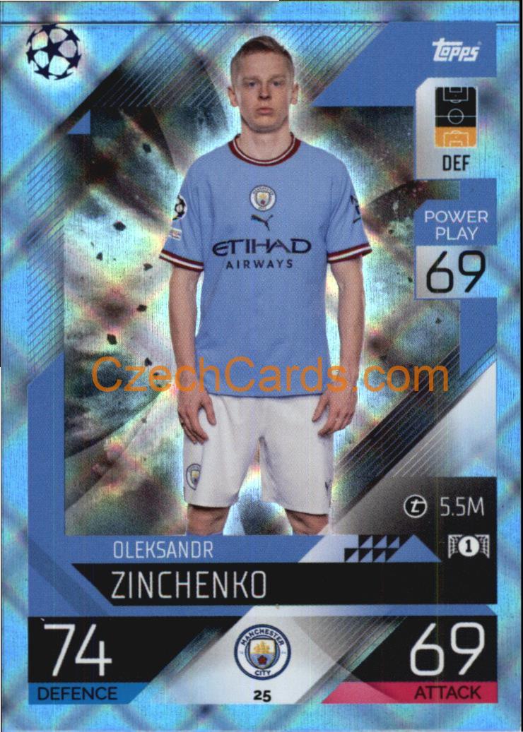 Oleksandr Zinchenko Topps Match Attax 2022/23 Crystal Parallel #25