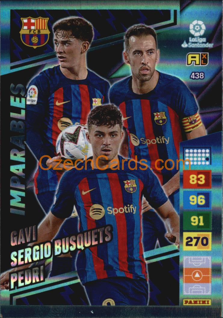 Gavi / Sergio Busquets / Pedrin 2022/23 Panini LaLiga Adrenalyn Imparables #438