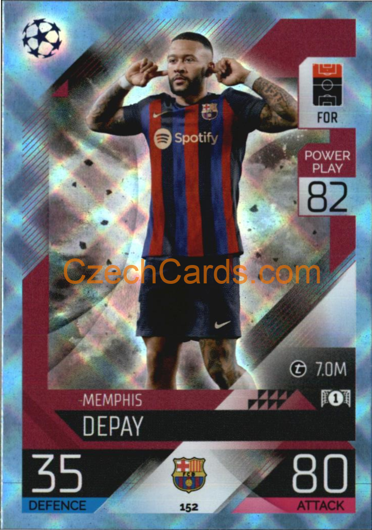 Memphis Depay Topps Match Attax 2022/23 Crystal Parallel #152