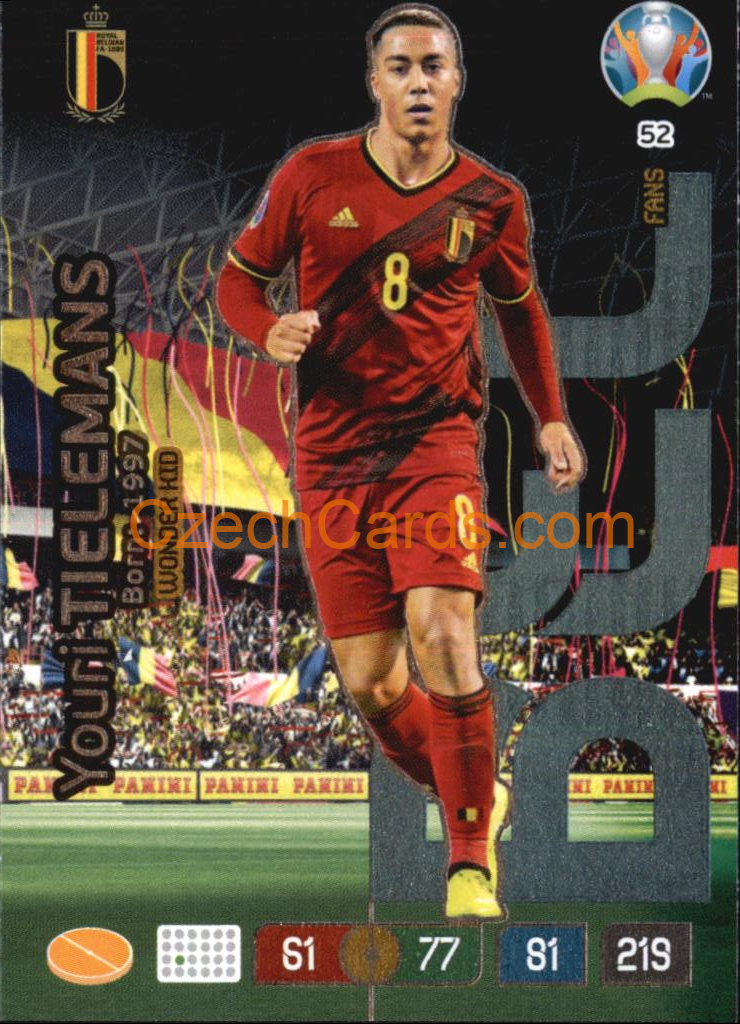 Youri Tielemans Panini Adrenalyn EURO 2020 Wonderkid #52