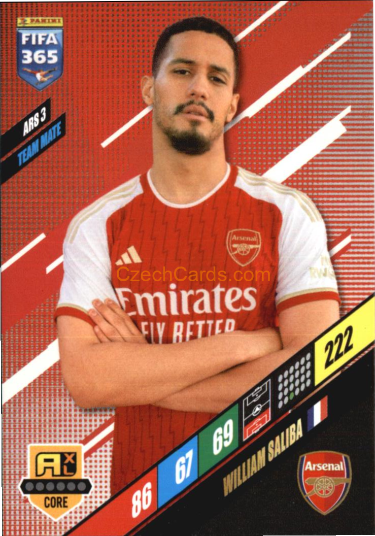 William Saliba 2024 Panini FIFA 365  Adrenalyn XL ARS3
