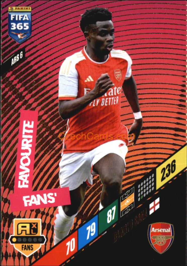 Bukayo Saka 2024 Panini FIFA 365  Adrenalyn XL Fans ARS6