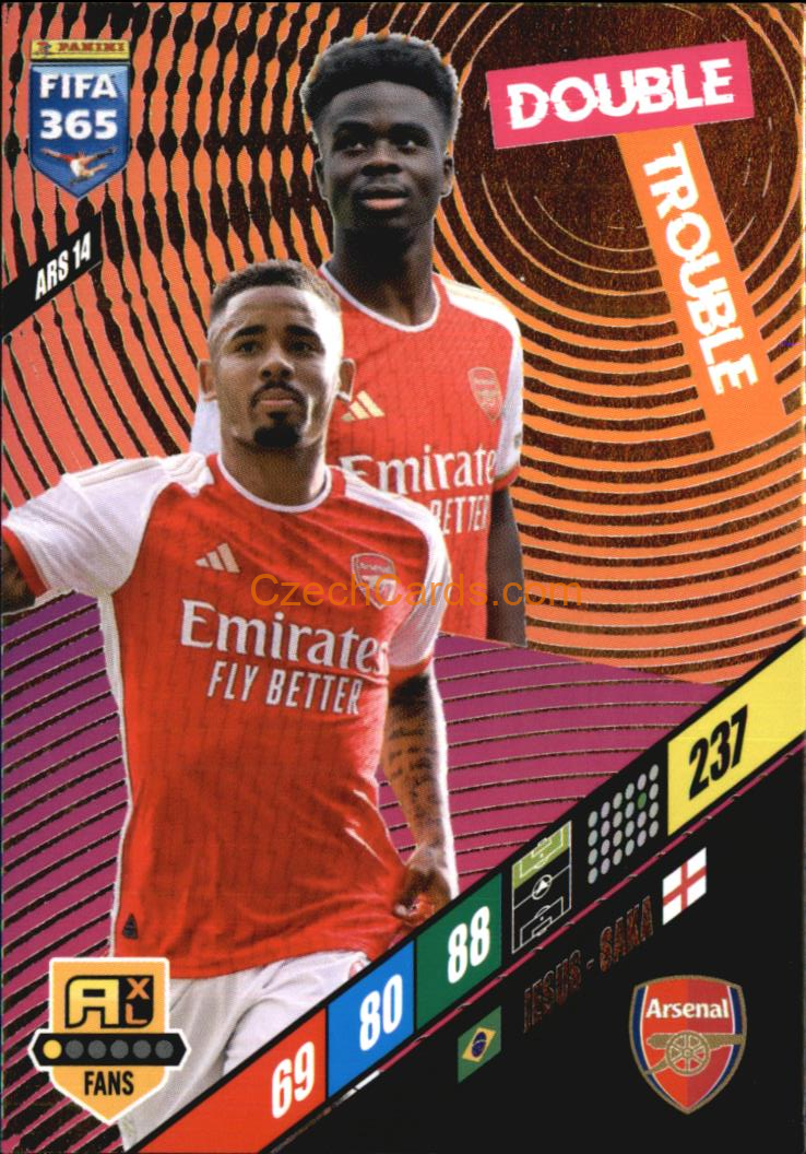 Saka / Jesus 2024 Panini FIFA 365  Adrenalyn XL Double Trouble ARS14