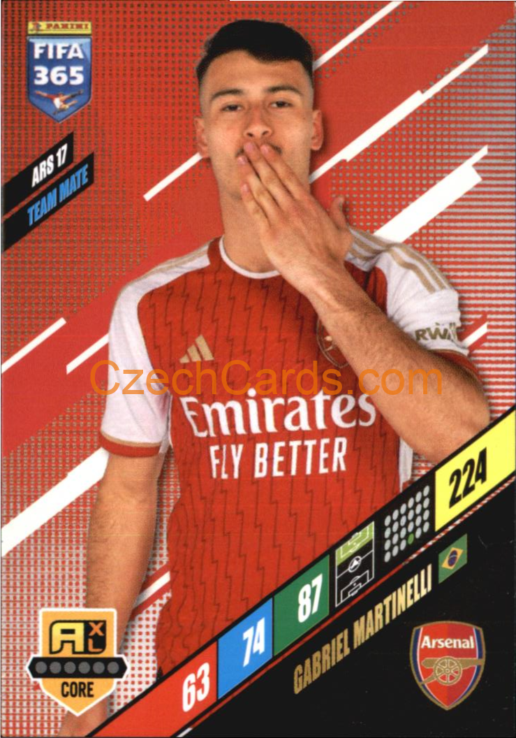 Gabrile Martinelli 2024 Panini FIFA 365  Adrenalyn XL ARS17