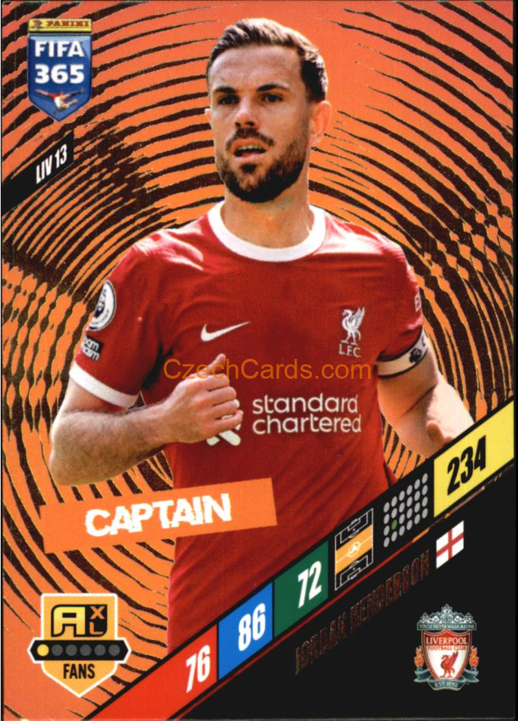 Jordan Henderson 2024 Panini FIFA 365  Adrenalyn XL Captain LIV13