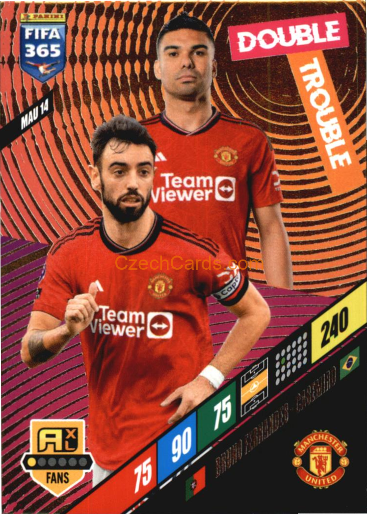 Fernandes / Casemiro 2024 Panini FIFA 365  Adrenalyn XL Double Trouble MAU14