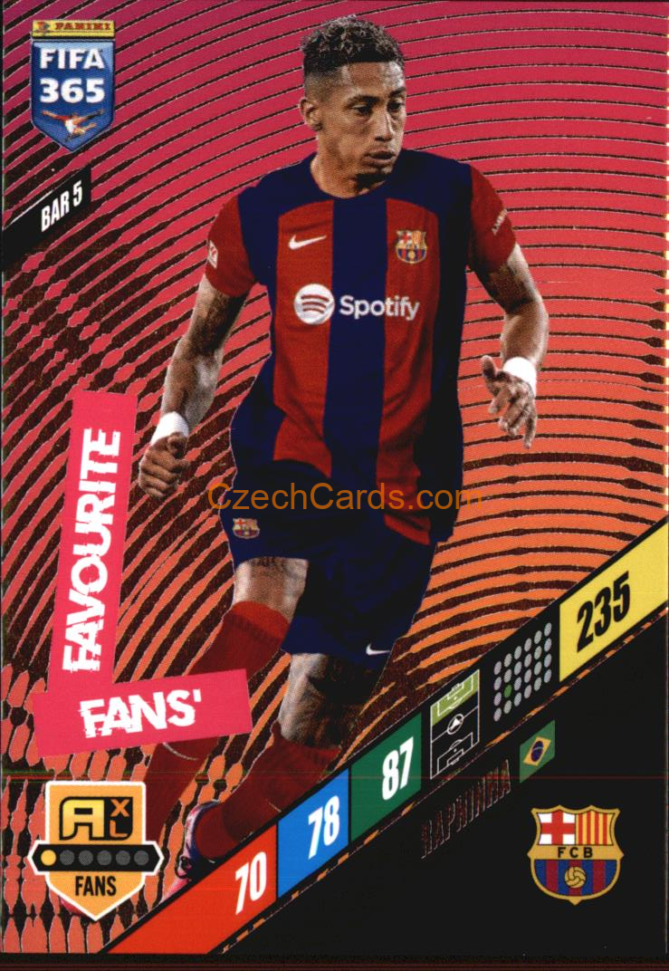 Raphinha 2024 Panini FIFA 365  Adrenalyn XL Fans BAR5