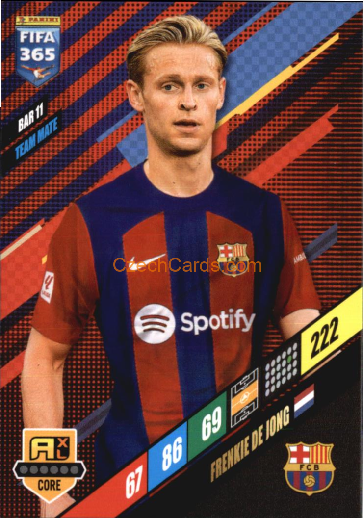 Frenkie de Jong 2024 Panini FIFA 365  Adrenalyn XL BAR11