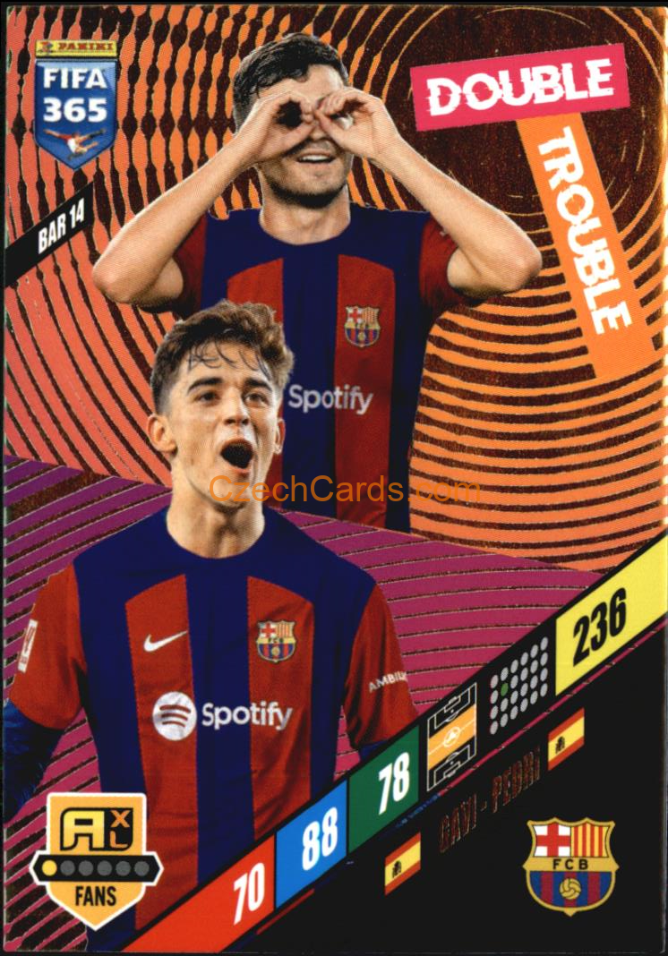 Pedri / Gavi 2024 Panini FIFA 365  Adrenalyn XL Double Trouble BAR14