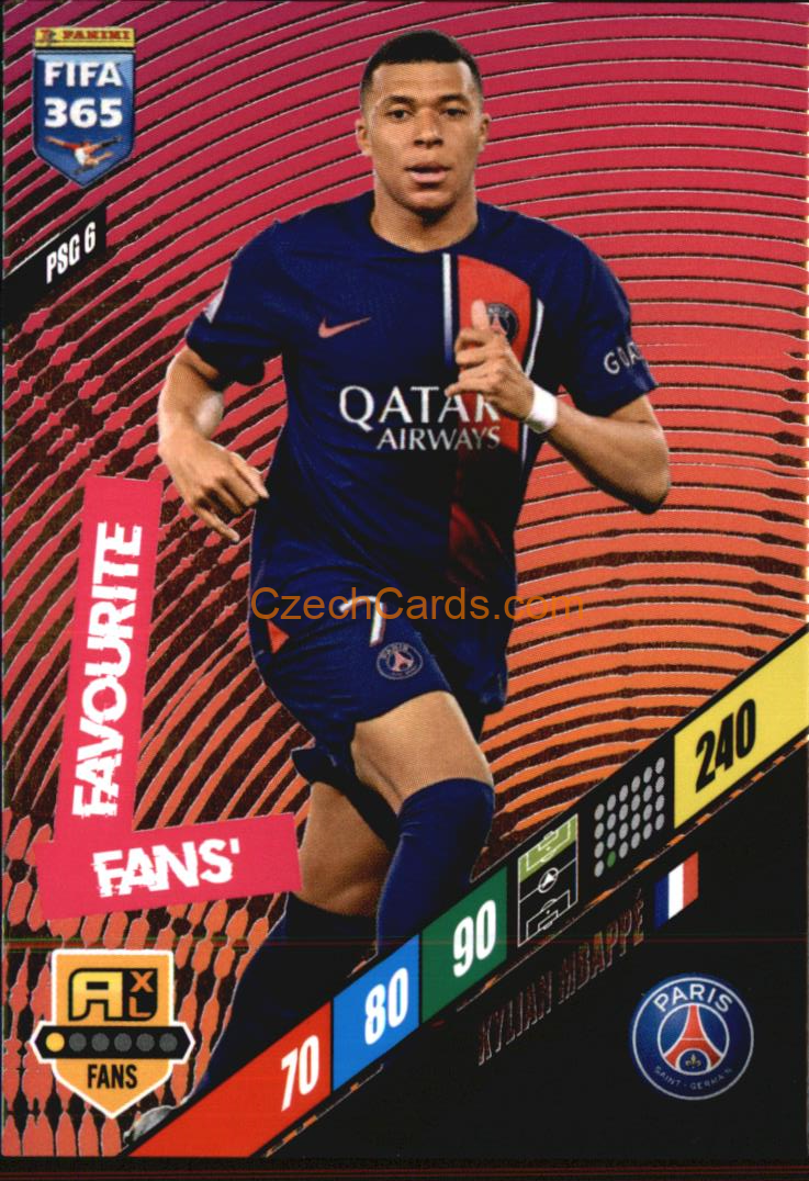 Kylian Mbappé 2024 Panini FIFA 365  Adrenalyn XL Fans PSG6