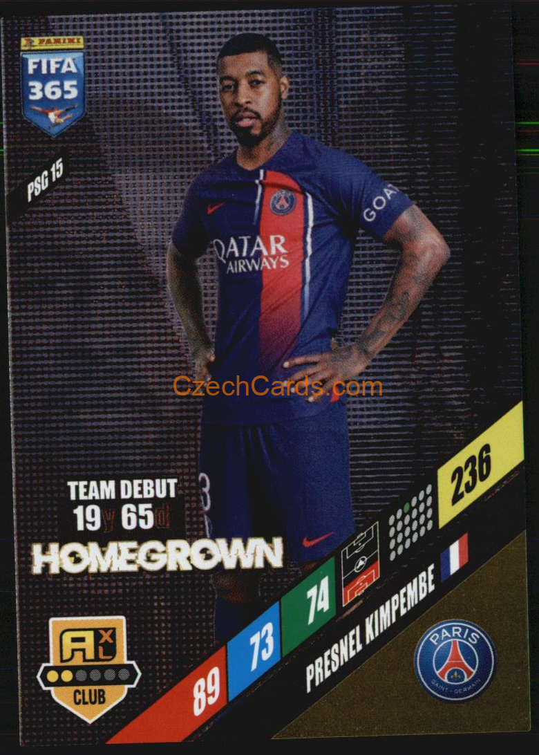 Presnel Kimpembe 2024 Panini FIFA 365  Adrenalyn XL Homegrown PSG15