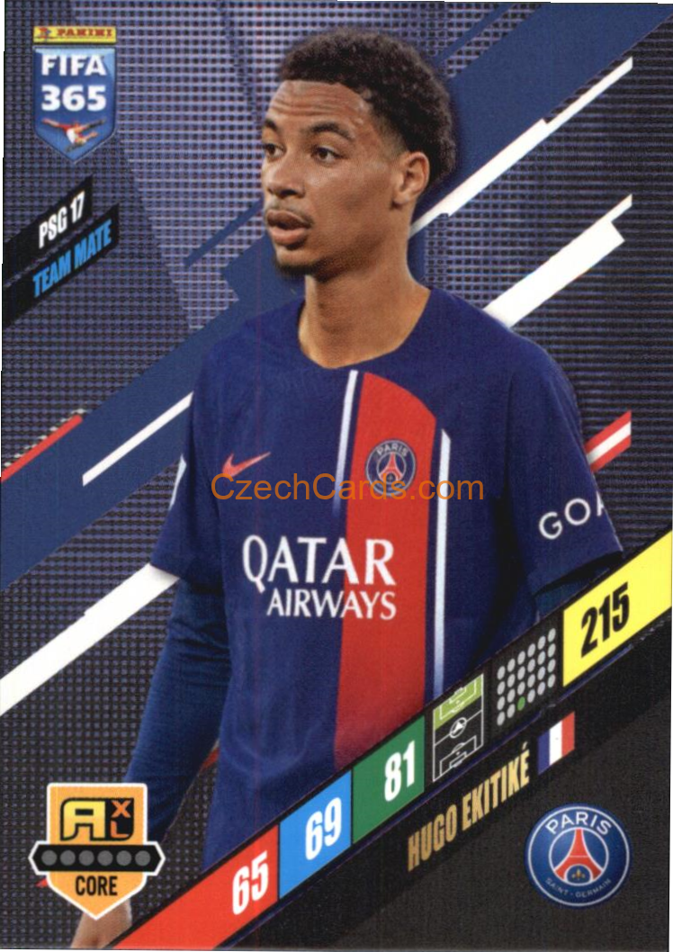Hugo Ekitike 2024 Panini FIFA 365  Adrenalyn XL PSG17