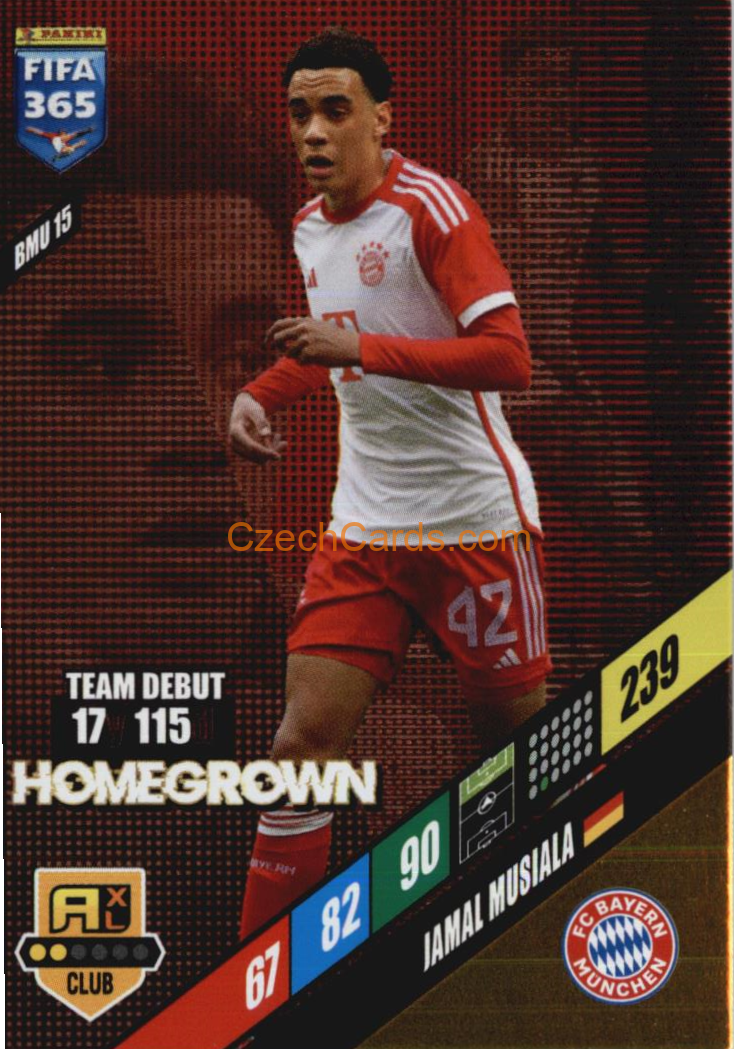 Jamal Musiala 2024 Panini FIFA 365  Adrenalyn XL Homegrown BMU15