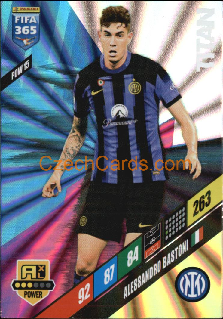 Alessandro Bastoni 2024 Panini FIFA 365  Adrenalyn XL Titan POW15