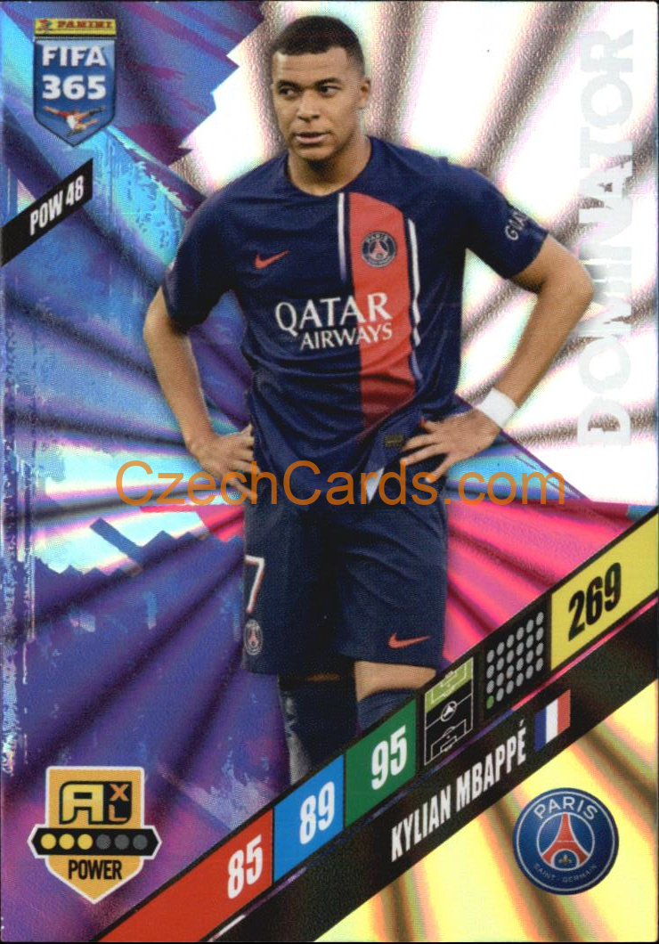 Kylian Mbappé 2024 Panini FIFA 365  Adrenalyn XL Dominator POW48