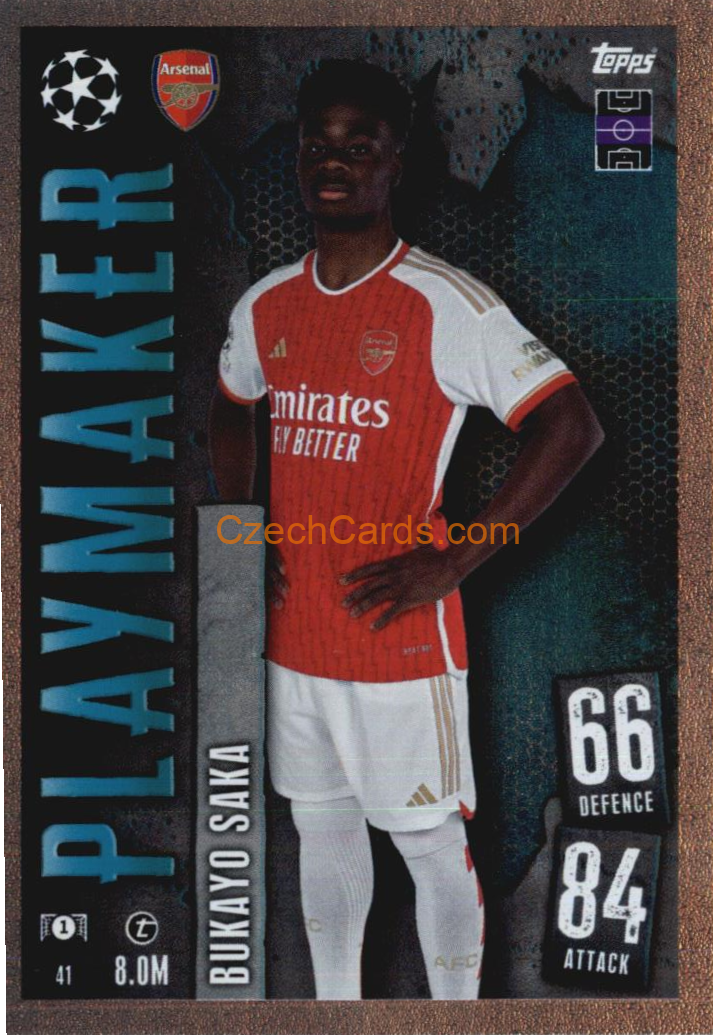 Bukayo Saka 2023/04 Topps Match Attax Playmaker #41