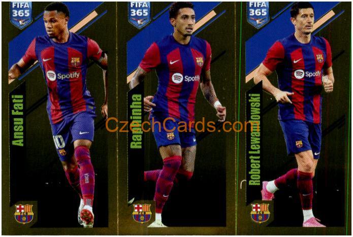 Fati / Raphinha / Lewandowski 2024 Panini Fifa 365 sticker foil #161
