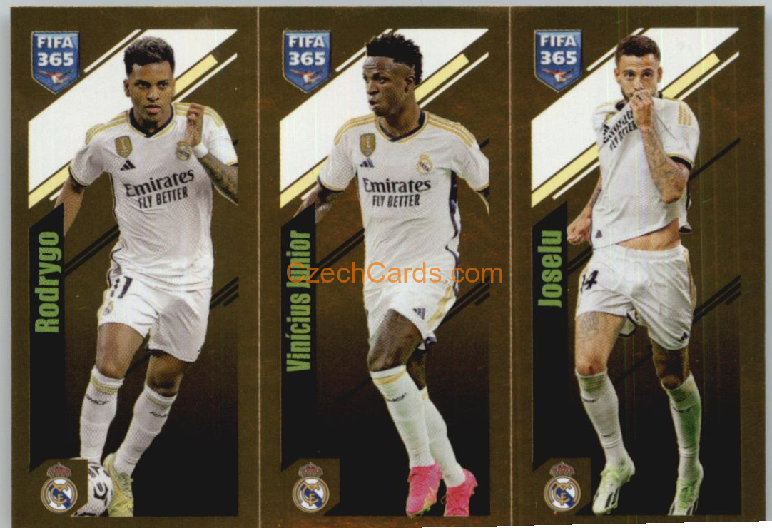 Rodrygo / Vinícius Júnior / Joselu 2024 Panini Fifa 365 sticker foil #177
