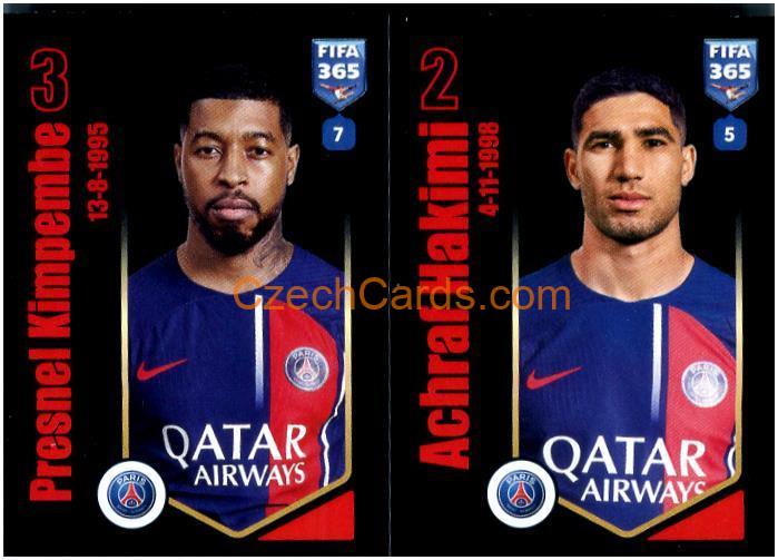 Presnel Kimpembe / Achraf Hakimi 2024 Panini Fifa 365 sticker #217