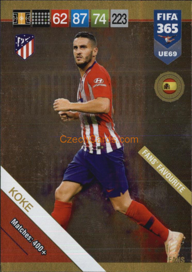 Koke 2019 Panini FIFA 365 Adrenalyn XL Update Fans #UE69