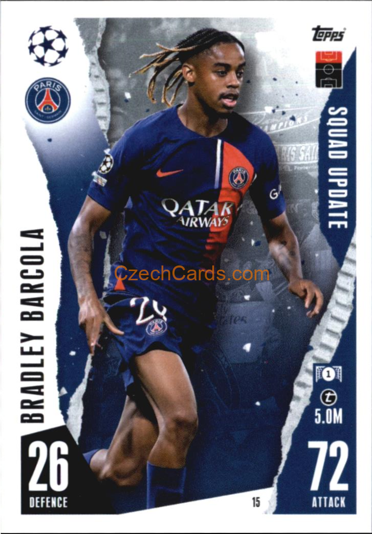 Bradley Barcola 2023/24 Topps Match Attax Extra #15
