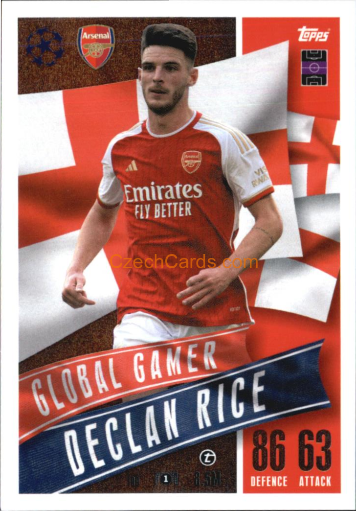 Declan Rice 2023/24 Topps Match Attax Extra Global Gamer #199