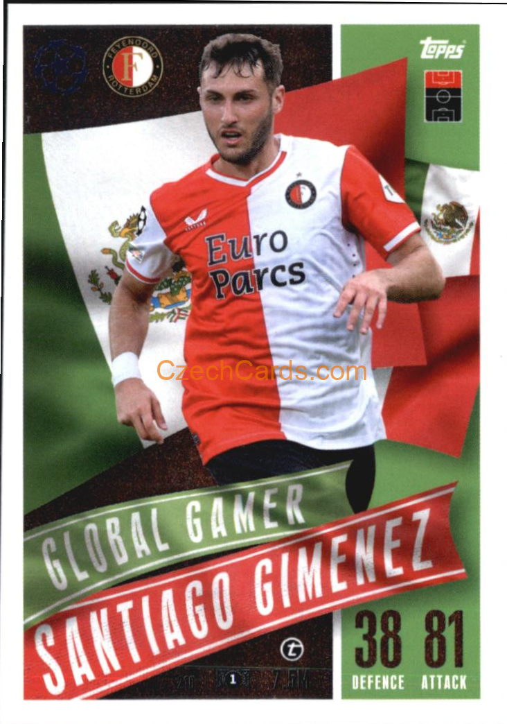 Santiago Giménez 2023/24 Topps Match Attax Extra Global Gamer #210