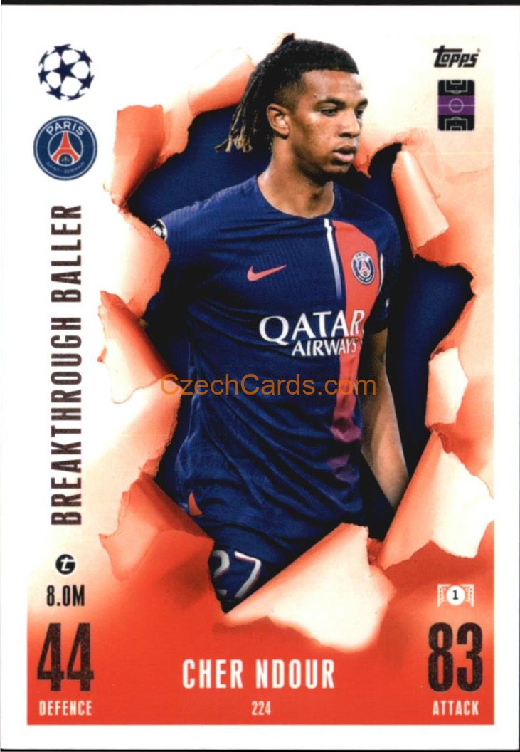 Cher Ndour 2023/24 Topps Match Attax Extra Breakthrough Ballers #224
