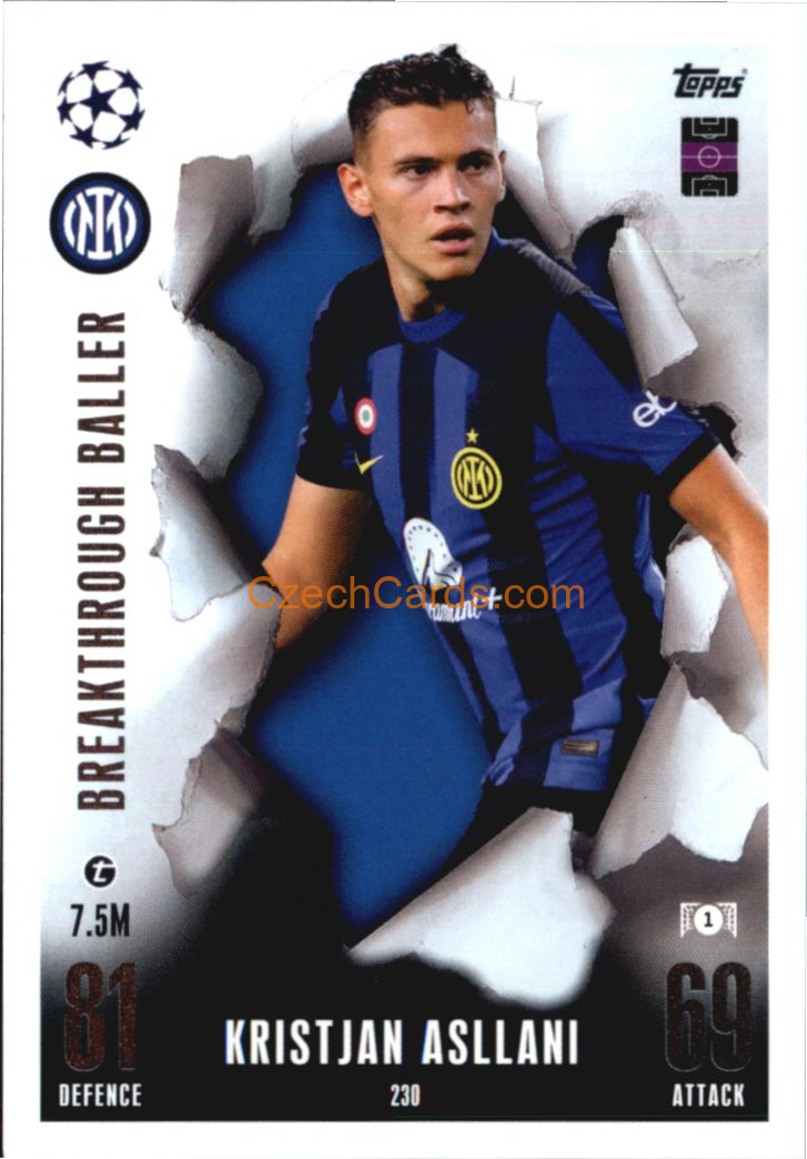 Kristjan Asllani 2023/24 Topps Match Attax Extra Breakthrough Ballers #230