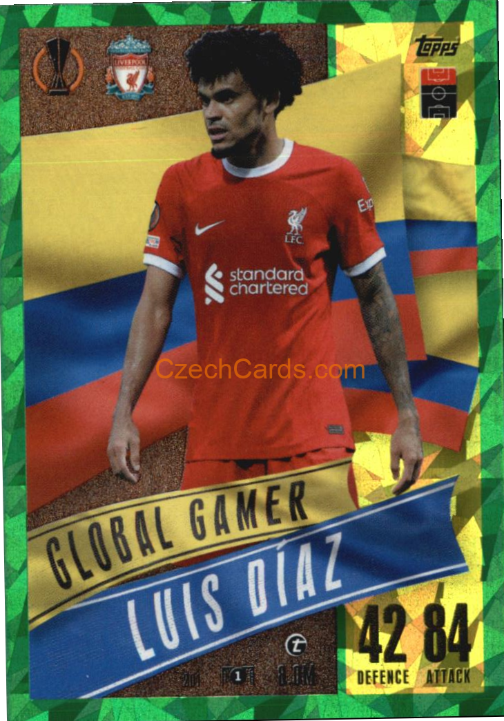Luis Díaz 2023/24 Topps Match Attax Extra Global Gamer Emerald Parallel #201