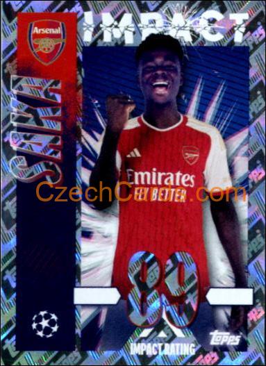 Bukayo Saka 2023/24 Topps Champions League sticker Impact shiny #65