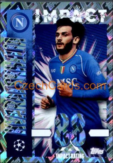 Khvicha Kvaratskhelia 2023/24 Topps Champions League sticker Impact shiny #521