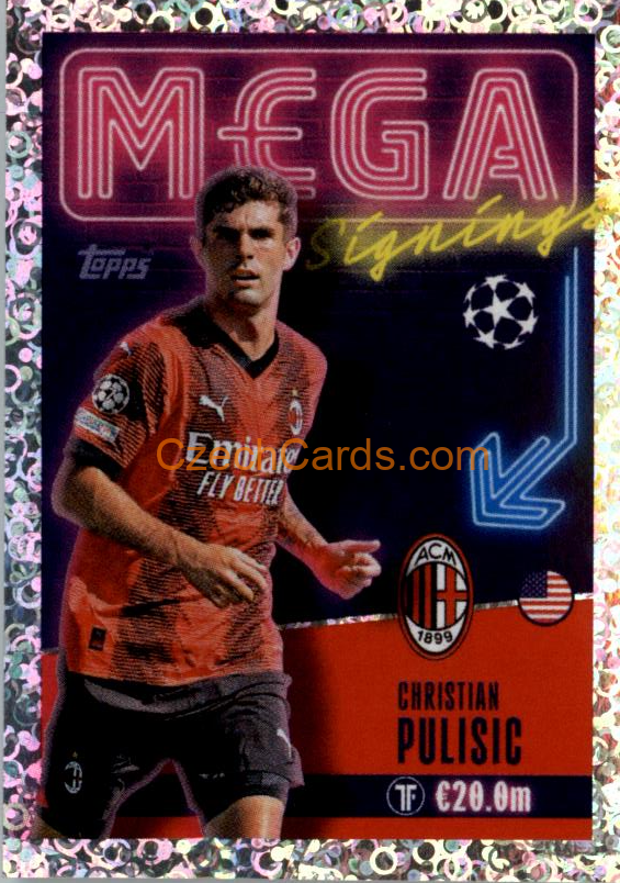 Christian Pulisic 2023/24 Topps Champions League sticker Mega Signings foil #727