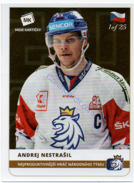 Andrej Nestrašil MK 2020 Stick With Czech Hockey Sticker GOLD 1 of 25 #41