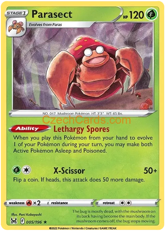 Parasect 5/196 Pokémon Lost Origin Rare